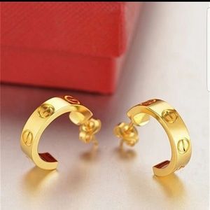 Beautiful semi circle gold finish earrings